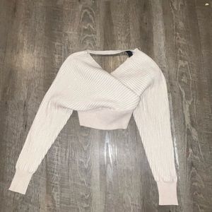windsor cream glitter cropped sweater